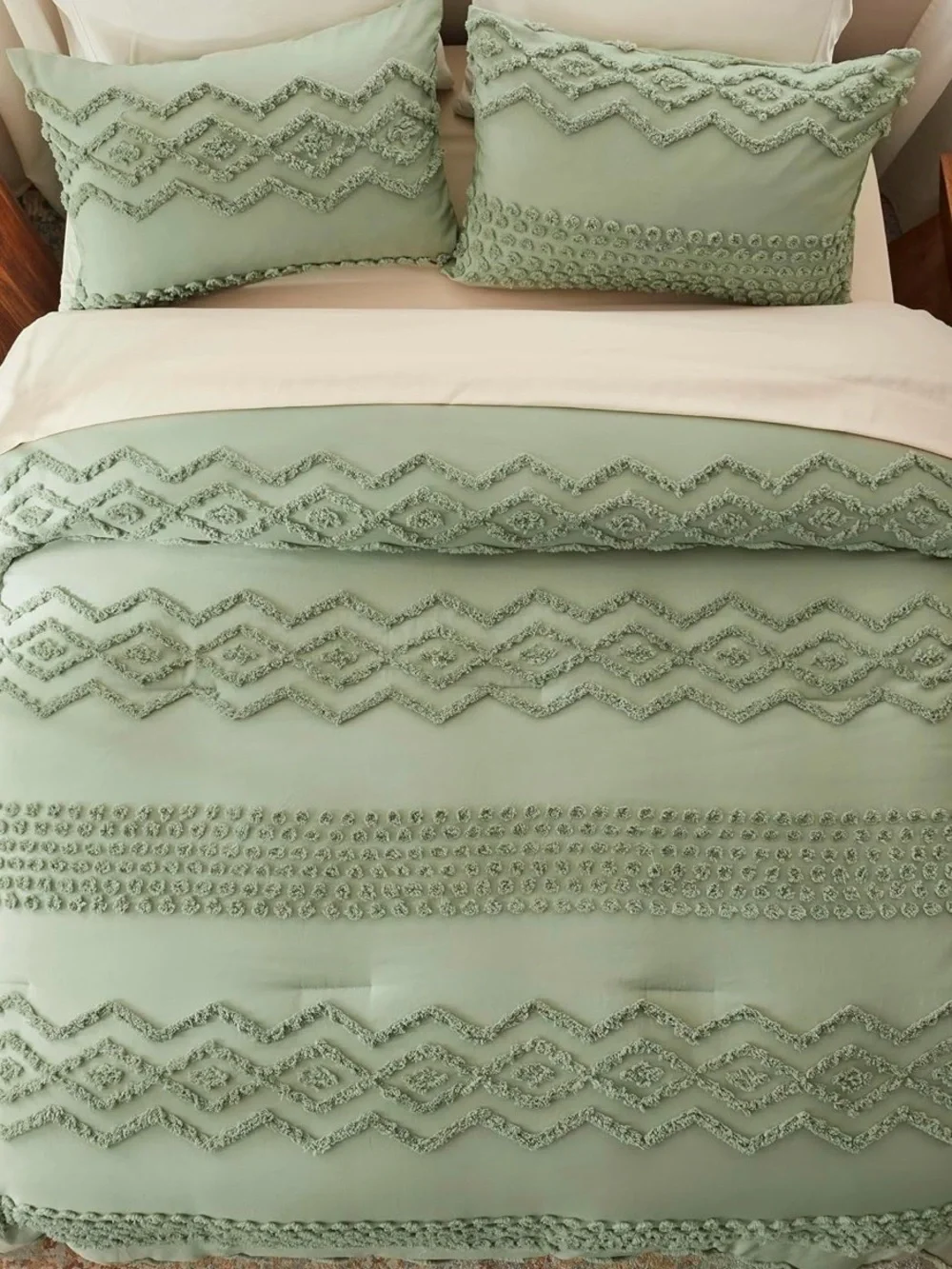 Textured GREEN Comforter Set - Cozy Bedding NEW